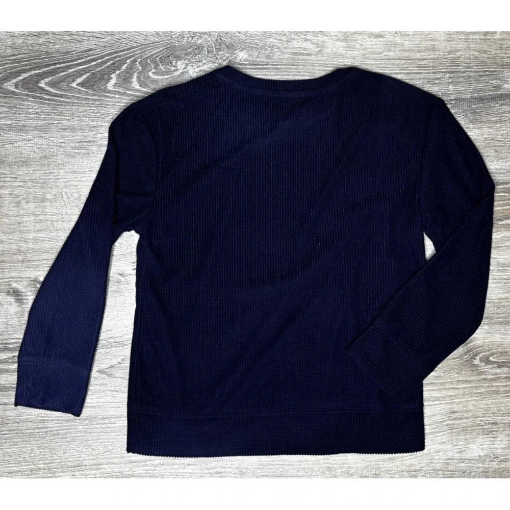Gap Kids Navy Blue‎ Waffle Pullover Long Sleeve Top Kangaroo Pocket Cozy Size 10